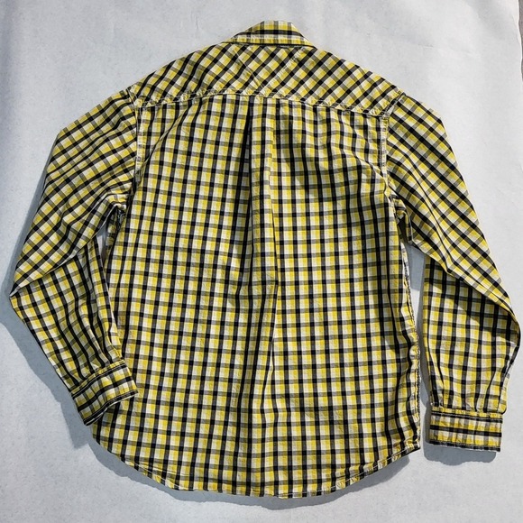 Tommy Hilfiger Plaid Button Down Shirt Long Sleeve Checkered Yellow Black M - Picture 8 of 9